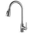 thumbnail image 1 of Spring Brushed Nickel Kitchen Faucet Deck Mounted Mixer Tap 360 Degree Rotation Stream Sprayer Nozzle Kitchen Sink Hot Cold Taps, 1 of 5
