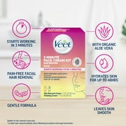 Veet 3 Minute Facial Hair Removal For Women, Face Hair Cream Kit for Lips, Chin, Cheeks, 1.7 oz, Pack of 2