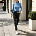 thumbnail image 5 of Diufon Fall Sweaters for Women Turtleneck Winter Warm Long Sleeve Ribbed Knit Pullover Slim Fitted Basic Layering Tops, 5 of 10