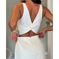 thumbnail image 4 of CHICME Dresses for Women Square Neck Sleeveless Twisted Backless Zipper Slim Fit Mini Bodycon Dress with Shorts White-L, 4 of 9