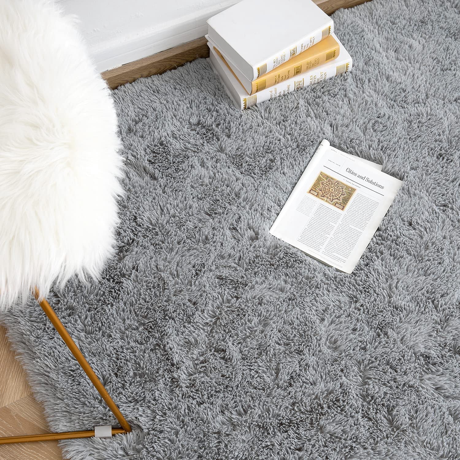 Noahas Luxury Fluffy Rugs Ultra Soft Shag Rug for Bedroom Living Room Kids Room, Children,6'x9',Gray