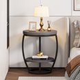 thumbnail image 5 of Condemo Round End Table with Storage Shelf, 2-Tier Industrial Side Table for Living Room or Bedroom, Gray Brown & Black, 5 of 8