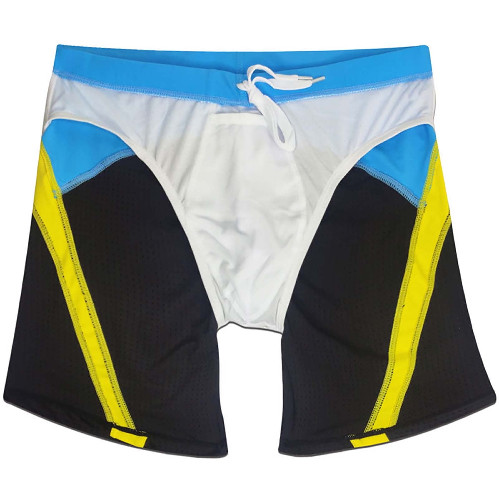 Mens Swim Trunks Quick-Drying Low Waisted Swimming Bottoms Stretchy Slim Color Block Breathable Hollow-Out Athletic Swimwear Bathing Suits Shorts