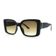 thumbnail image 5 of Womens Oversized Squared Beveled Rectangular Classic Butterfly Sunglasses [Black - Brown], 5 of 7