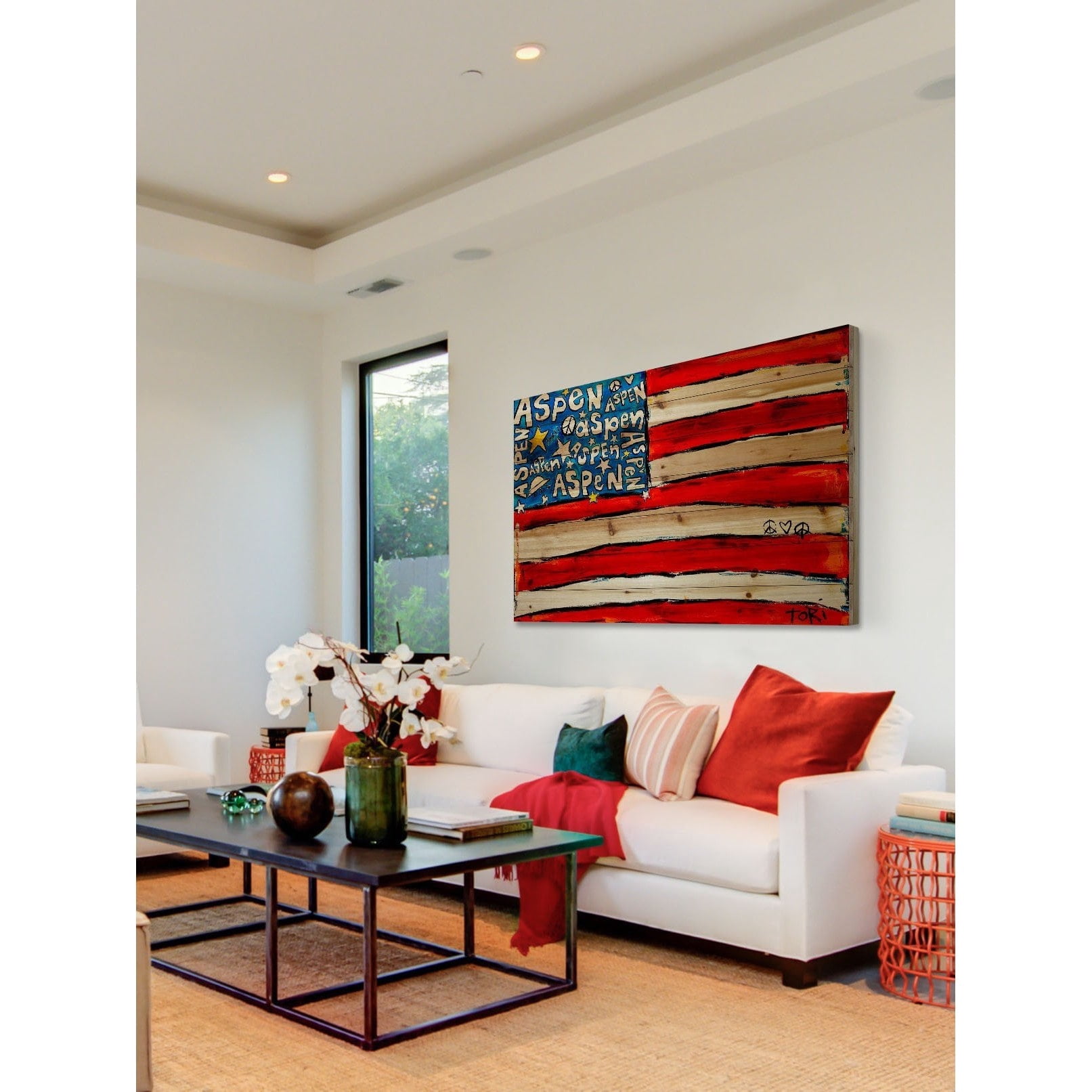 Marmont Hill "Aspen Flag" by Tori Campisi Painting Print on Natural Pine Wood