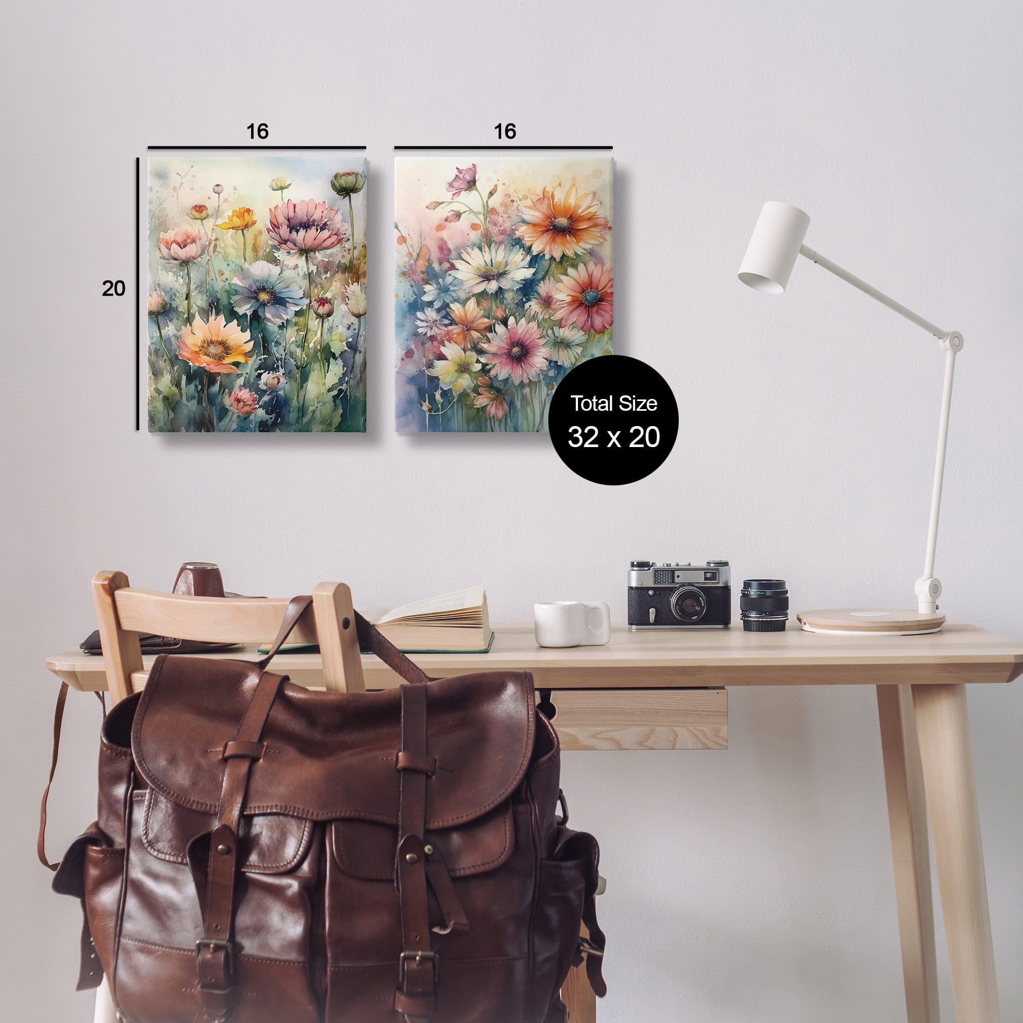 Stupell Industries Watercolor Daisy Field Flowers Plants & Flowers Painting Wrapped Canvas Art Print Wall Art, 16 x 20, Set of 2