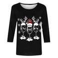 thumbnail image 5 of asdoklhq Shirt Women Fashion Printed T-shirt 3/4 Sleeves Blouse Round Neck Casual Black 5X, 5 of 5