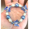 thumbnail image 4 of Butterfly Bracelets for Women, Handmade Glass Beaded Stretch Bracelet, Birthday Christmas Jewelry Gift for Her, Blue, 1 pc, 4 of 10