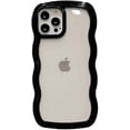 thumbnail image 2 of Compatible with iPhone 14 Case Cute Curly Wave Frame Shape Slim Translucent Back Anti-Fingerprint Shockproof for iPhone 14 Case,Blue, 2 of 6