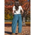 thumbnail image 5 of Women'S Corduroy Pants Baggy Wide Leg Pants Casual Elastic Waisted Palazzo Harem Pants with Pockets Blue XXL, 5 of 8
