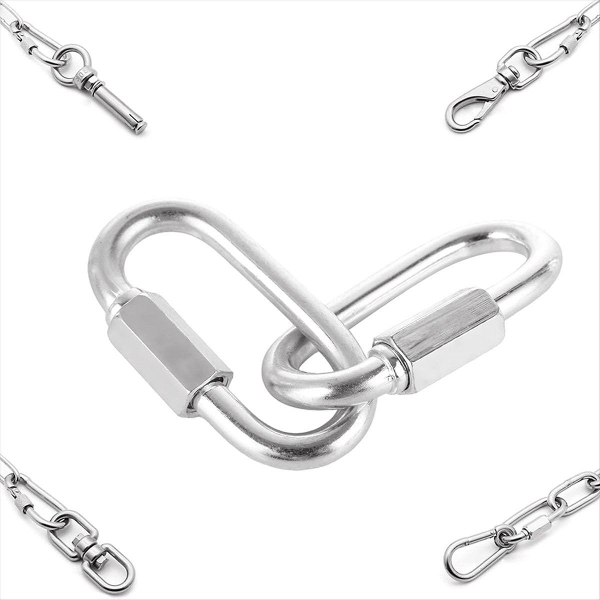 60Pcs Carabiner M6 Quick Link 6mm Chain Link, Heavy Duty Quick Link