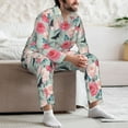 thumbnail image 6 of Bingfone Men's Pajama Set 2 Piece Loungewear PJs, Long Sleeve with Pajama Pants-Roses and Butterflies, 6 of 7