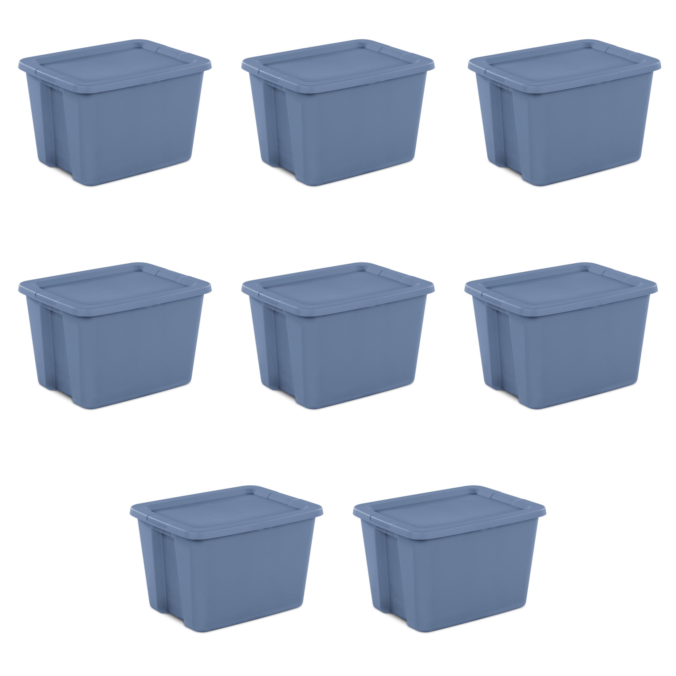 (2 pack) Sterilite Large Storage Bin, 18 Gallon Durable Plastic Storage Tote with Snap-On Lid, Blue, 8 Pack