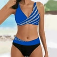 thumbnail image 4 of Sngxgn Women's V Neck Tummy Control Swimsuit Cheeky Tie Side High Cut Bathing Suit Ribbed Swimwear(Blue,XXL), 4 of 9
