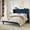 Dark Blue, variant on Einfach Full Luxury Channel-Tufted Corduroy Velvet Platform Bed Frame with Wingback Headboard, Off-White