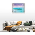 thumbnail image 4 of Beach Wall Art Picture for Living Room Coastal Ocean Blue Sea Landscape Painting Window Frame Style Canvas Wall Decor Modern Scenery Artwork for Bedroom Bathroom Office Home Decoration 16"x12", 4 of 6