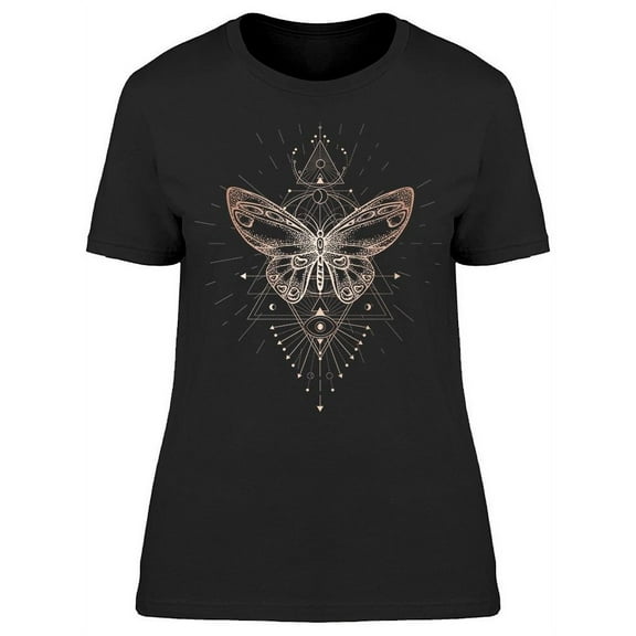 Geometric Hand Drawn Butterfly T-Shirt Women -Image by Shutterstock, Female Large