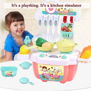 Riforla 22PC Mini Kitchen Play House Toy Happy Small Kitchen Tableware Education Red