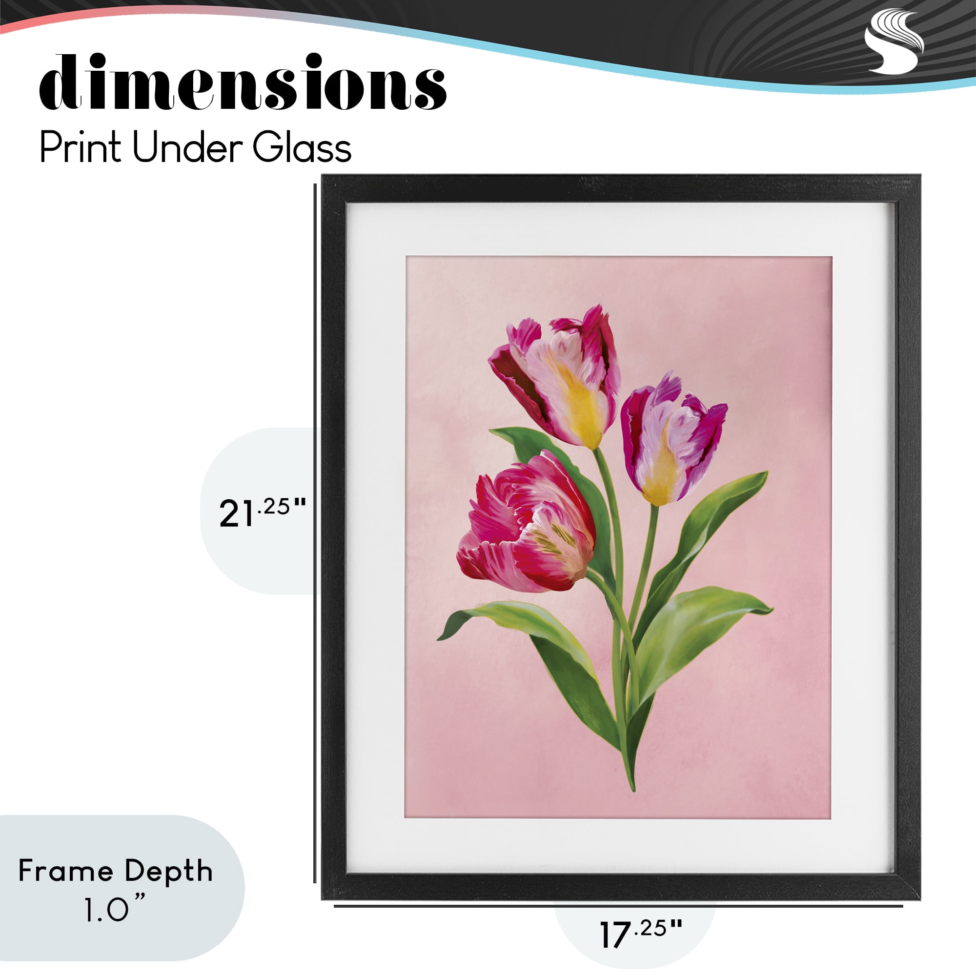 Stupell Industries Vibrant Magenta Tulips Black Framed Print Under Glass, design by Diane Neukirch