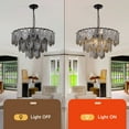 thumbnail image 2 of 24" French Vintage Chandelier - 3-Tier Smoked Glass & Black Wrought Iron Ceiling Light with 22" Adjustable Chain, 39" Hanging Height for Dining/Living Room (8 E14 Sockets), 2 of 10