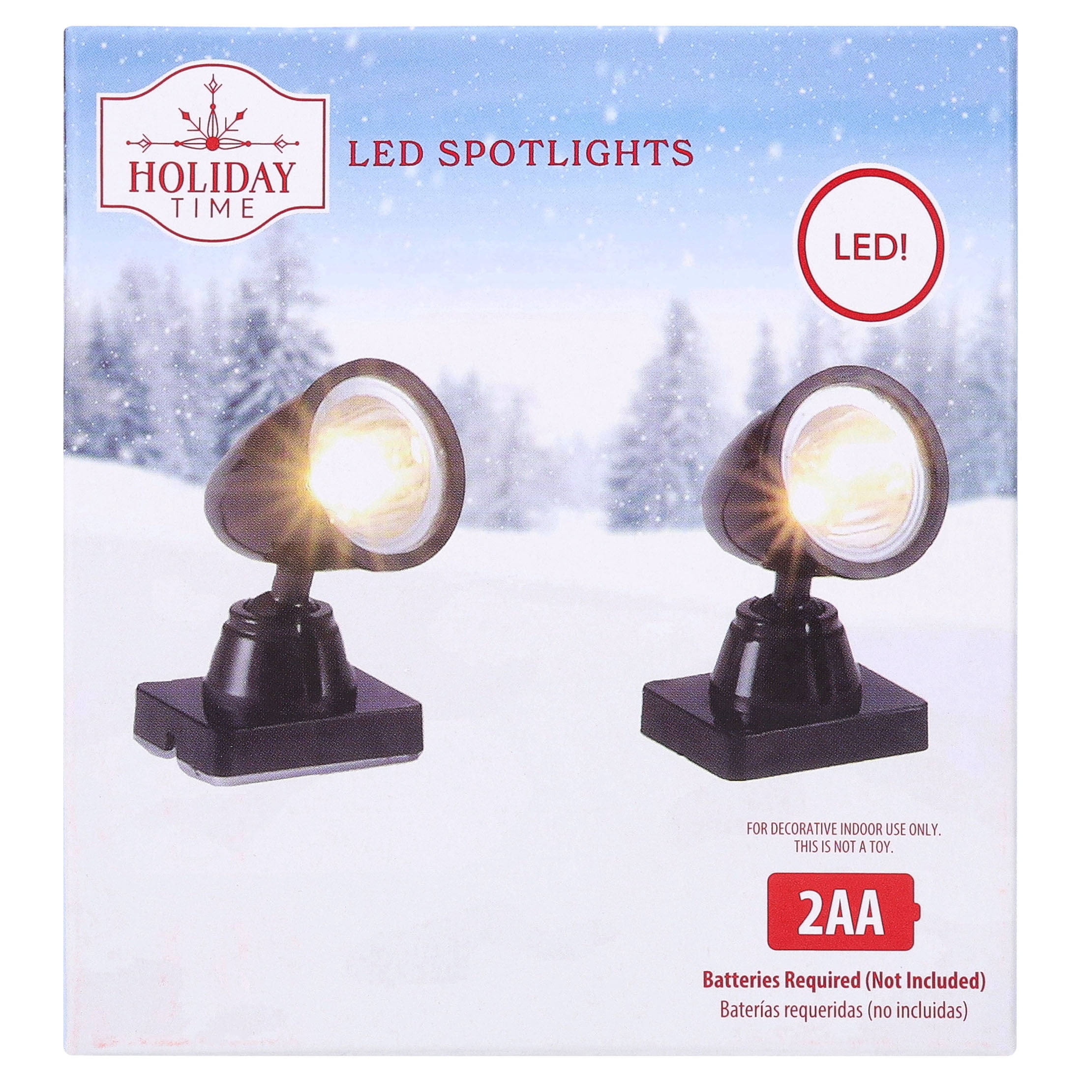 Light-Up LED Battery-Operated Christmas Village Spotlights, 2 Count, by Holiday Time