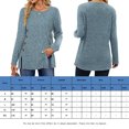 thumbnail image 2 of Blusa Mangas Largas Camisa Top Mujer Básico Ajuste Holgado Cuello Redondo Traje Simple Kuymtek Azul claro T XXL para Mujer, 2 of 9
