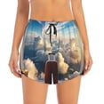 thumbnail image 2 of KLL Sunset Airplane Travel View Pattern Shorts Women,Athletic Shorts High Waisted Running Shorts Pocket Sporty Short Gym Elastic Workout Shorts-Large, 2 of 7