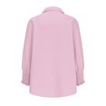 thumbnail image 5 of Inleife Women 2025 Fine Striped Smocked Cuffed Shirts Long Sleeve Collared Blouse With Pocket, 5 of 6