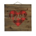 thumbnail image 1 of Buffalo Love Heart - Red Black Plaid - Decorative REAL WOOD Wall Art - Faux Pallet Look, 1 of 3