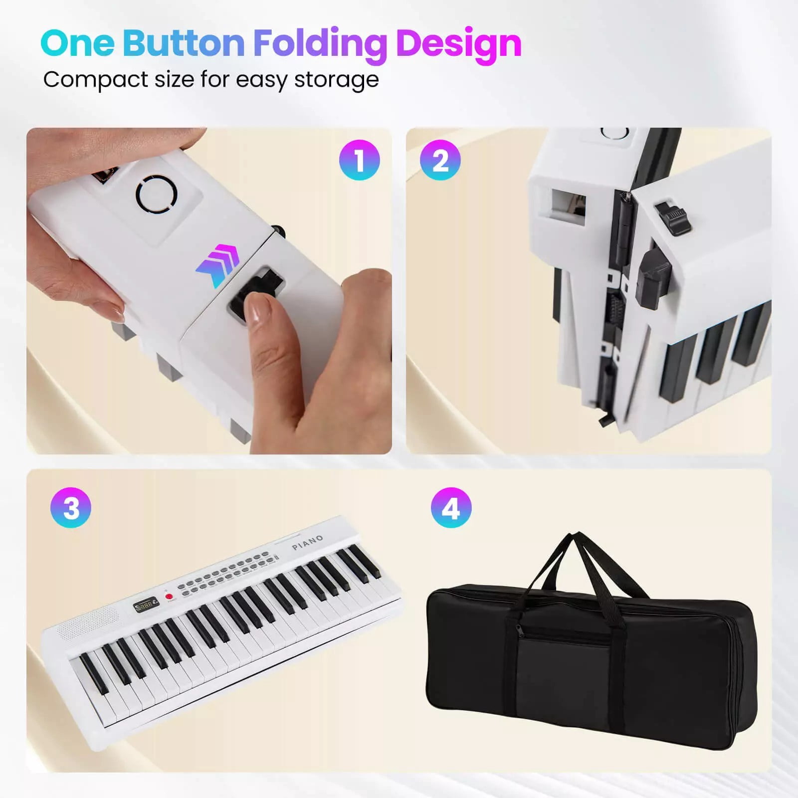 Harmijoy 88 Key Folding Piano Keyboard, Full-size Semi-weighted Electronic Piano with Wireless MIDI