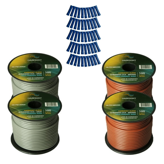Harmony Car Primary 14 Gauge Power or Ground Wire 400 Feet 4 Rolls Brown & Gray