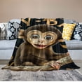 thumbnail image 2 of WERPE Monkey Blanket for Monkey Lovers - Crib Size - Soft Fuzzy Cozy Blanket Gift - Black Cute Throw Blanket for Couch, Chair, Office White, 2 of 6