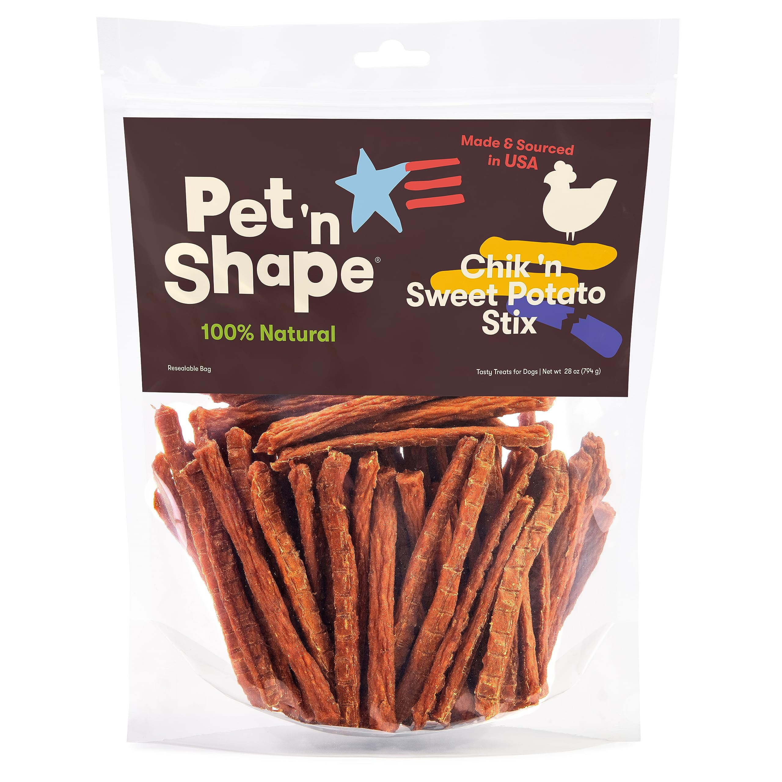 Pet 'n Shape Chik 'n Sweet Potato Stix – Made and Sourced in the USA- Natural Healthy Dog Treats, 28 Ounce
