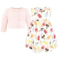 thumbnail image 3 of Hudson Baby Infant and Toddler Girls Cotton Dress and Cardigan Set, Ice Cream And Popsicles, 9-12 Months, 3 of 5