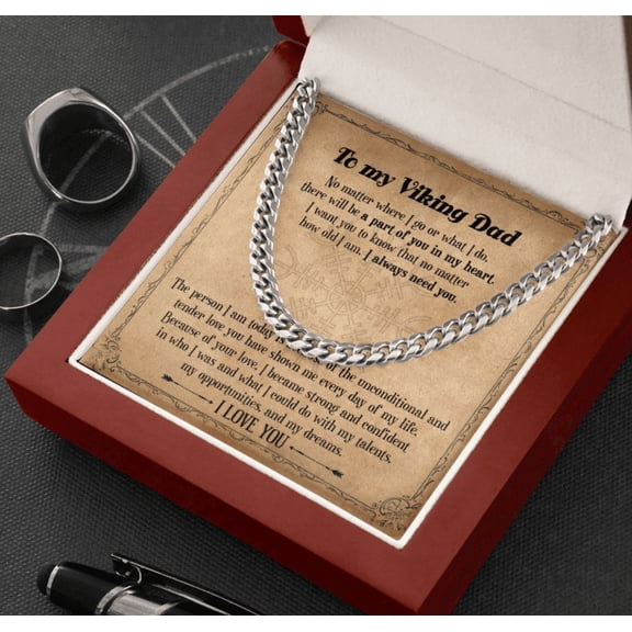 Viking Dad Gift Necklace, Viking Style Gift For My Dad, Men Silver Adult Chain Necklace for Dad, Gift from Son