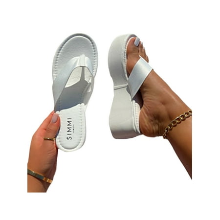

Gomelly Lady Casual Cool Wedges Slide Sandals Indoor&Outdoor Comfortable Non-slip Thongs Open Toe Slides