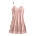 thumbnail image 4 of ZyeKqe Womens Nightgown Lace Spaghetti Strap Sleeveless V Neck Lightweight Loungewear Sleep Shirts Mini Dress, 4 of 7