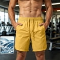 thumbnail image 5 of Men's Quick Dry Cooling Athletic Shorts, Elastic Waist Drawstring Breathable Workout Shorts with Pockets for Running, Gym & Casual Wear Size S-5XL Yellow, 5 of 9