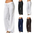 thumbnail image 1 of Pantalon Large en Coton et Lin pour Femmes, Taille Élastique, Décontracté, Long, 1 of 2