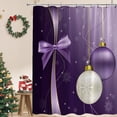 thumbnail image 4 of Christmas Ball Shower Curtain Purple Golden Xmas Balls Ribbon Snowflake Fantasy Merry Christmas Winter Holiday Dreamy Xmas Ball Decor Fabric Bath Curtain with Hook, 4 of 4