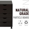 thumbnail image 5 of HOMCOM 5 Drawer Home Office Storage Cabinet, Mobile Printer Stand with Nordic Minimalist Modern Style & Wheels, Brown, 5 of 9
