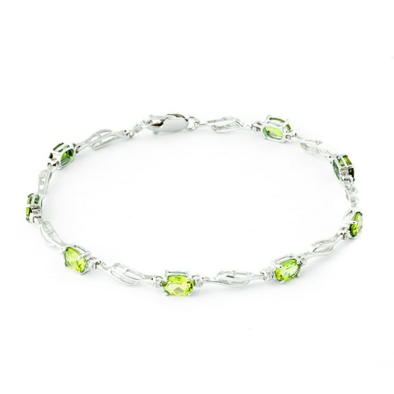 Galaxy Gold 3.39 CTW 14k Solid White Gold Tennis Bracelet Peridot Diamond
