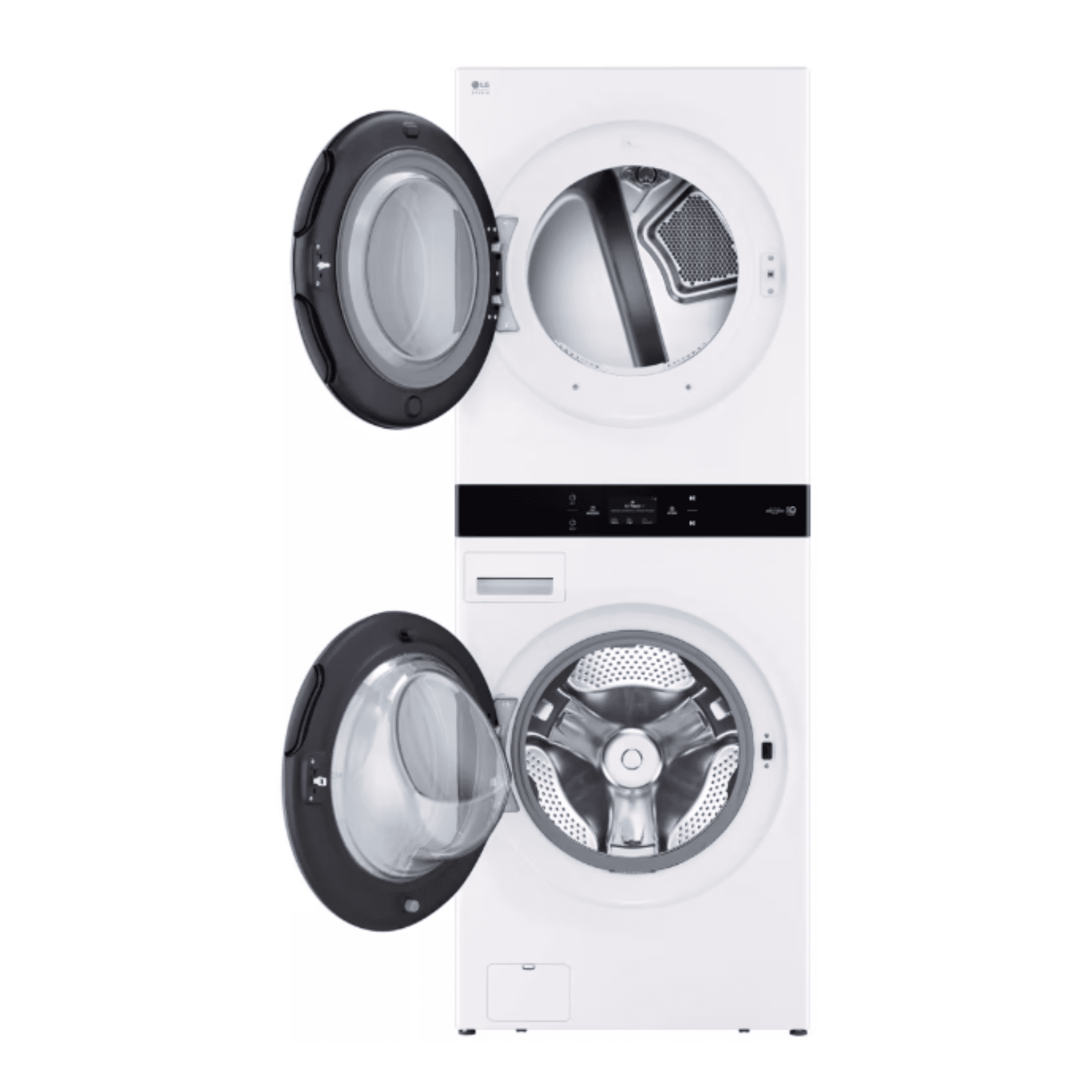 LG 27 Inch Electric Laundry Center with 5.0 cu ft Ultra Large Washer Capacity, 7.4 cu ft Dryer Capacity, AI Technology in White SWWE50W4