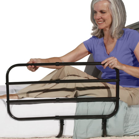 Able Life Bedside Extend-A-Rail - Adjustable Length Adult Home Bed Rail and Stand Support Handle + Included Safety