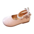 thumbnail image 2 of Girls' Pearl Bow Princess Shoes, Non-Slip Soft Sole Mary Janes, Perfect for Parties, Weddings, and Daily Outings Pink 3.5-4 Years, 2 of 7