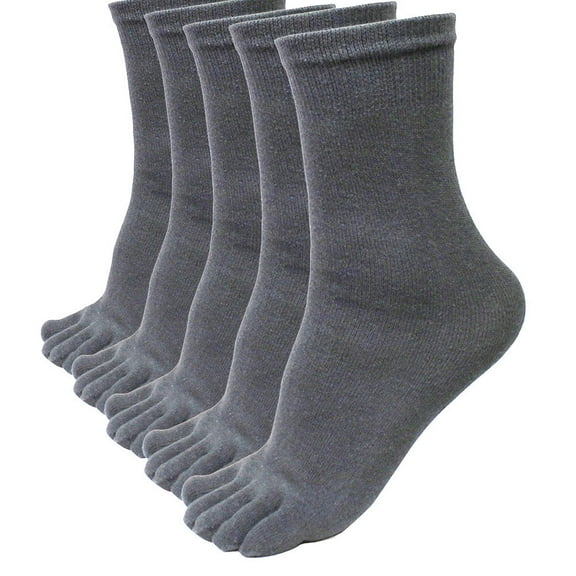 UJNDER 5-Pack Men's Five Toe Socks Sports Running Finger Socks Elastic Crew Socks Grey