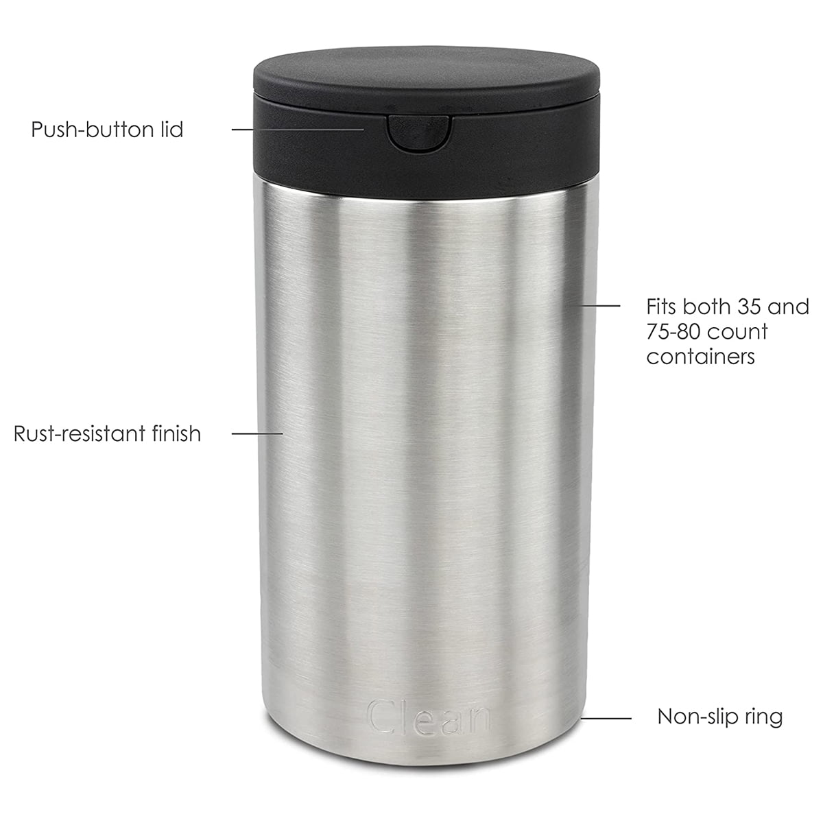 Spectrum Cleaning Wipes Dispenser Stainless Steel Container 1-Handed Use