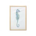 thumbnail image 1 of Animal Wall Art with Frame, Profile Picture of a Seahorse in Paintbrush Watercolor Style Haze Effects, Printed Fabric Poster for Bathroom Living Room, 23" x 35", Pale Blue Green, by Ambesonne, 1 of 2