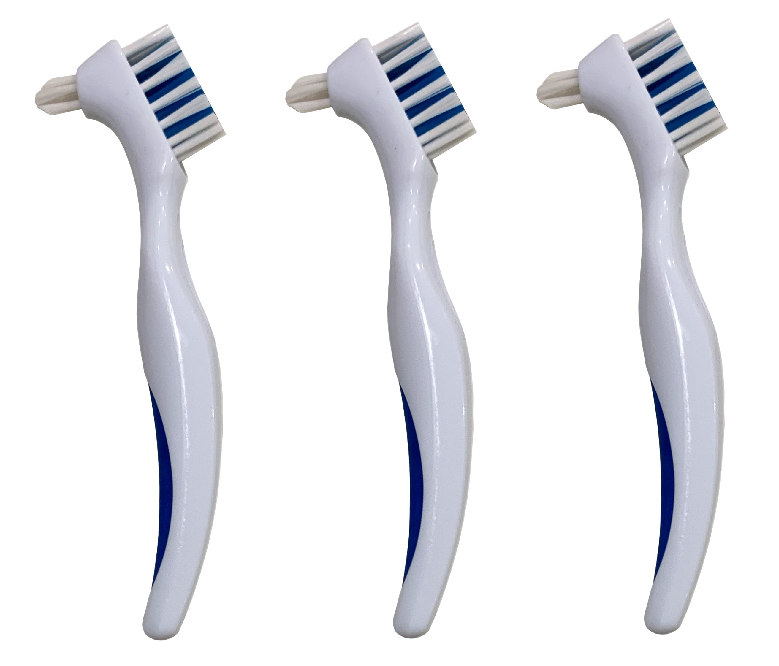 Denture Cleaner Brushes Dual Sided Toothbrush with Ergonomic Rubber