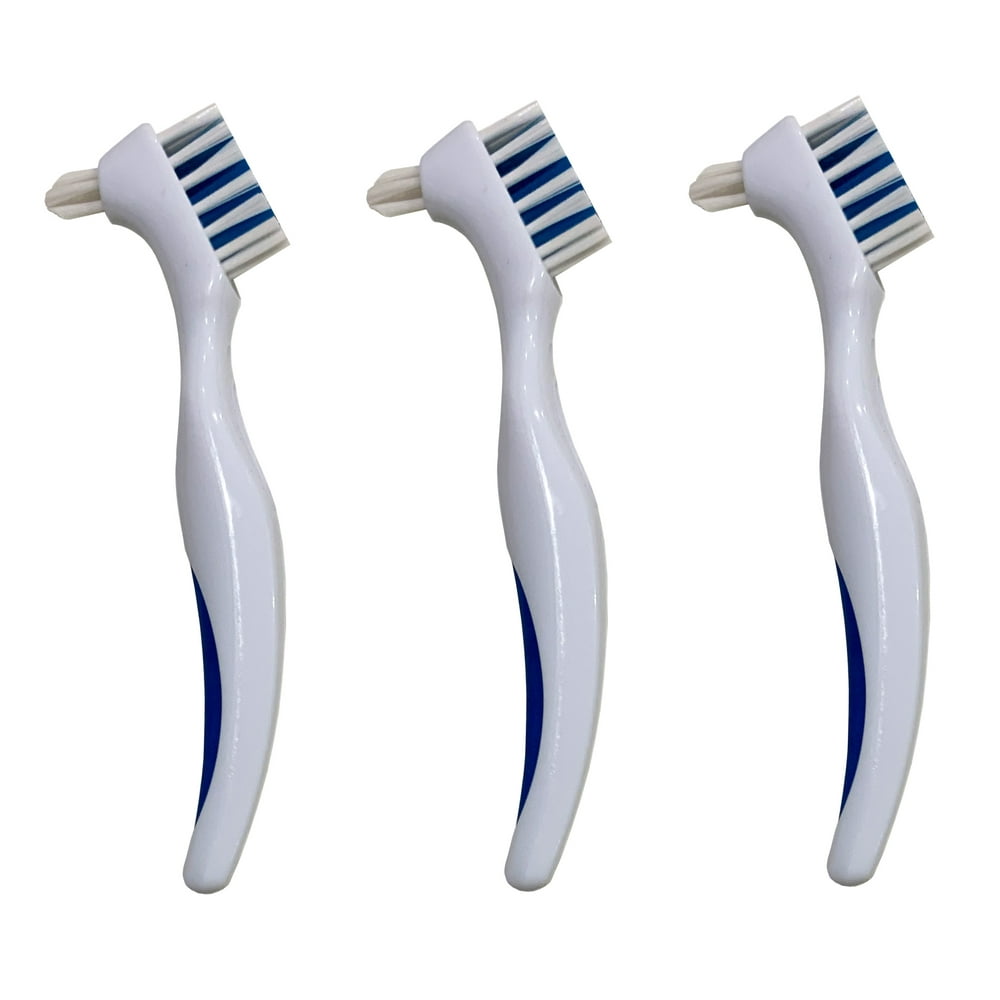 Denture Cleaner Brushes Dual Sided Toothbrush with Ergonomic Rubber